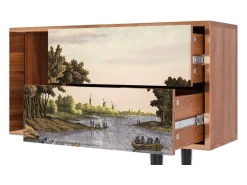 Móvel De Tv| Mueble de TV - 170х69х48 cm - T1 - Mill along a River, Nogueira Castanho