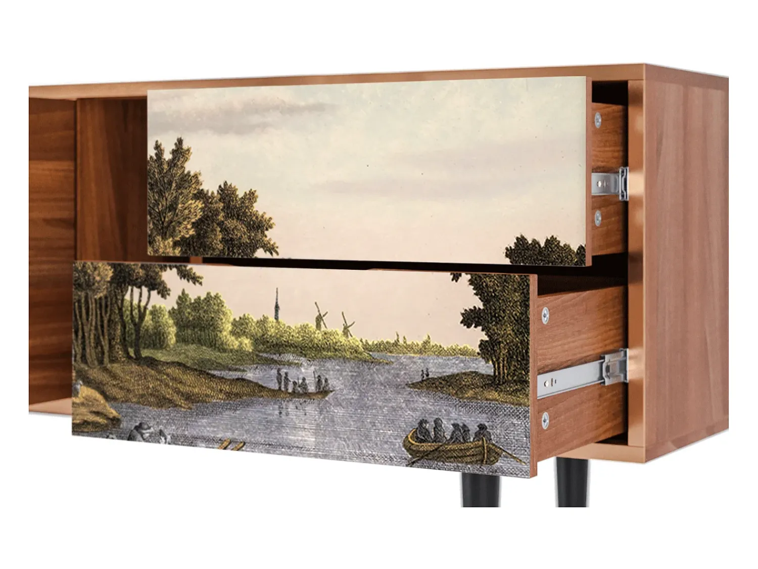 Móvel De Tv| Mueble de TV - 170х69х48 cm - T1 - Mill along a River, Nogueira Castanho