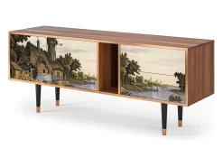 Móvel De Tv| Mueble de TV - 170х69х48 cm - T1 - Mill along a River, Nogueira Castanho