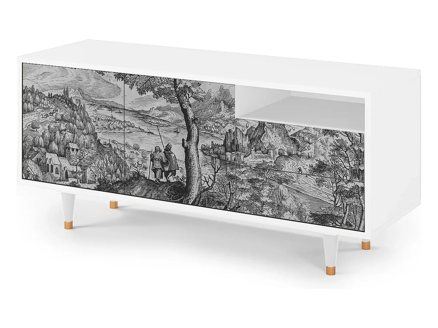 New Mueble de TV - 125х56х41 cm - T7 - Milites Requiescentes, Branco Bege