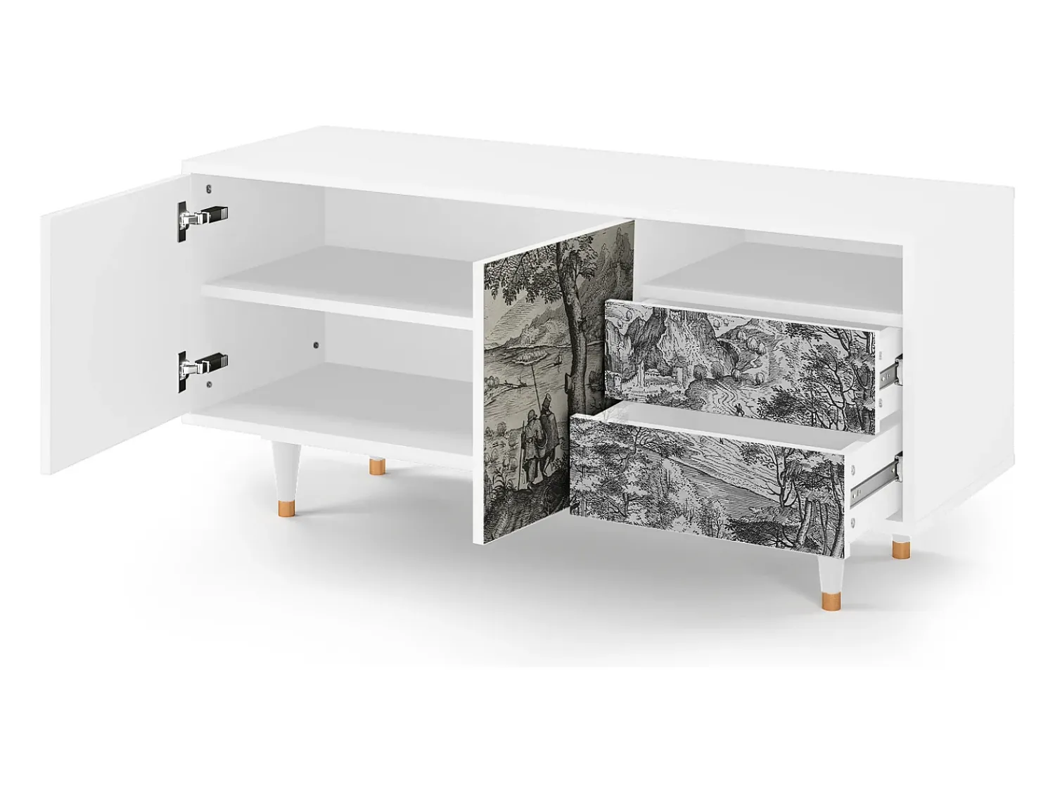 New Mueble de TV - 125х56х41 cm - T7 - Milites Requiescentes, Branco Bege