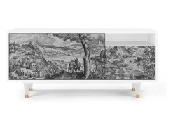 New Mueble de TV - 125х56х41 cm - T7 - Milites Requiescentes, Branco Bege