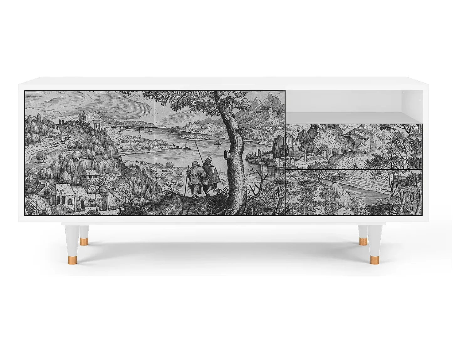 New Mueble de TV - 125х56х41 cm - T7 - Milites Requiescentes, Branco Bege