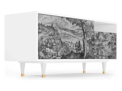 New Mueble de TV - 125х56х41 cm - T7 - Milites Requiescentes, Branco Bege