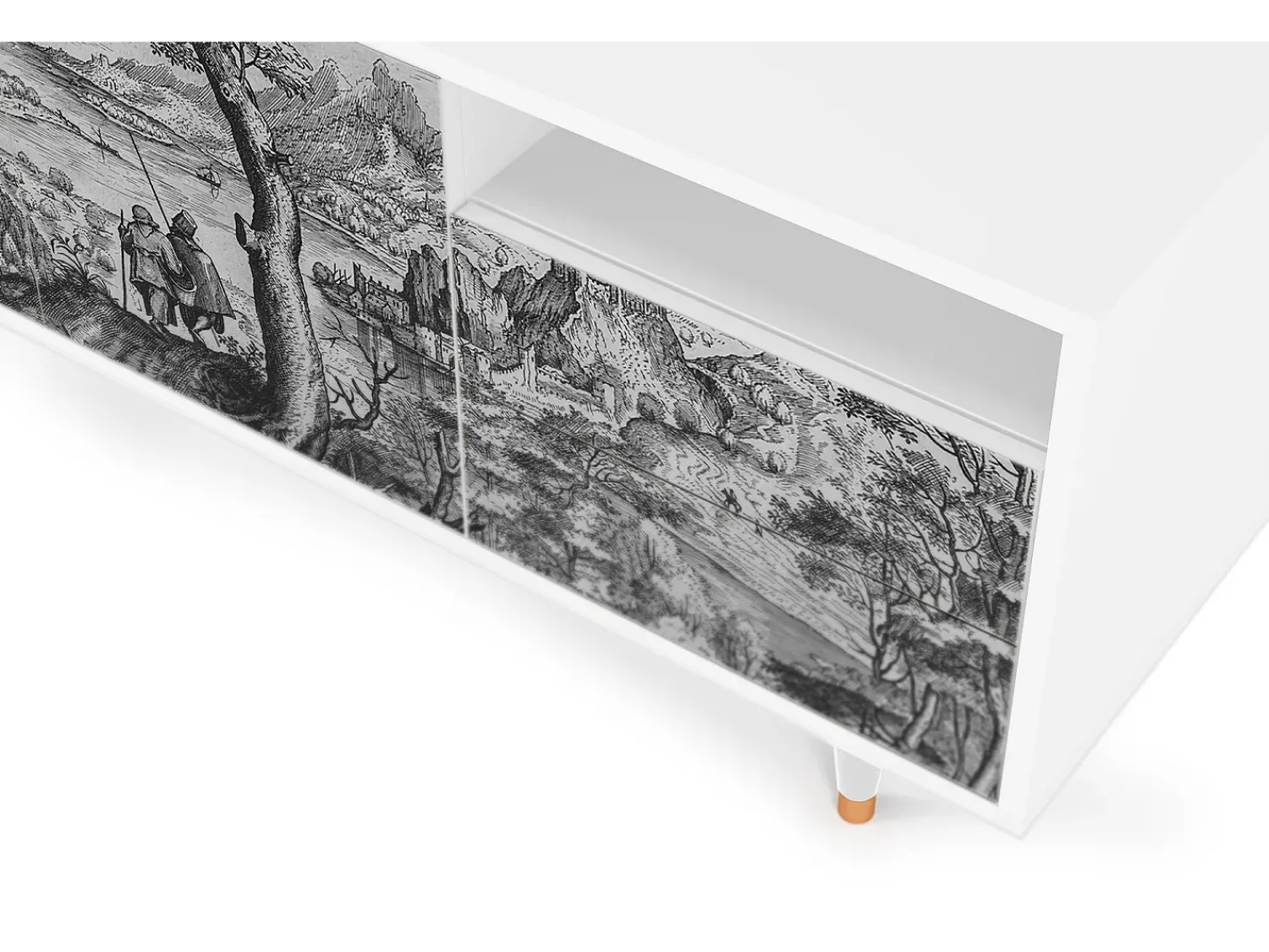 New Mueble de TV - 125х56х41 cm - T7 - Milites Requiescentes, Branco Bege