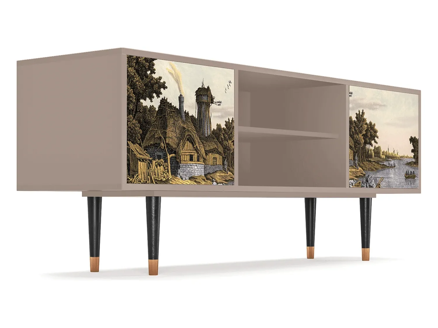 Móvel De Tv* Mueble de TV - 170х69х48 cm - T2 - Mill along a River, Latte Bege