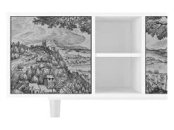Móvel De Tv* Mueble de TV - 150х69х41 cm - T5 - Milites Requiescentes, Branco Bege