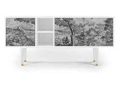 Móvel De Tv* Mueble de TV - 150х69х41 cm - T5 - Milites Requiescentes, Branco Bege