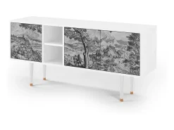 Móvel De Tv* Mueble de TV - 150х69х41 cm - T5 - Milites Requiescentes, Branco Bege