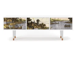 Discount Mueble de TV - 170х59х48 cm - T4 - Mill along a River, Branco Bege