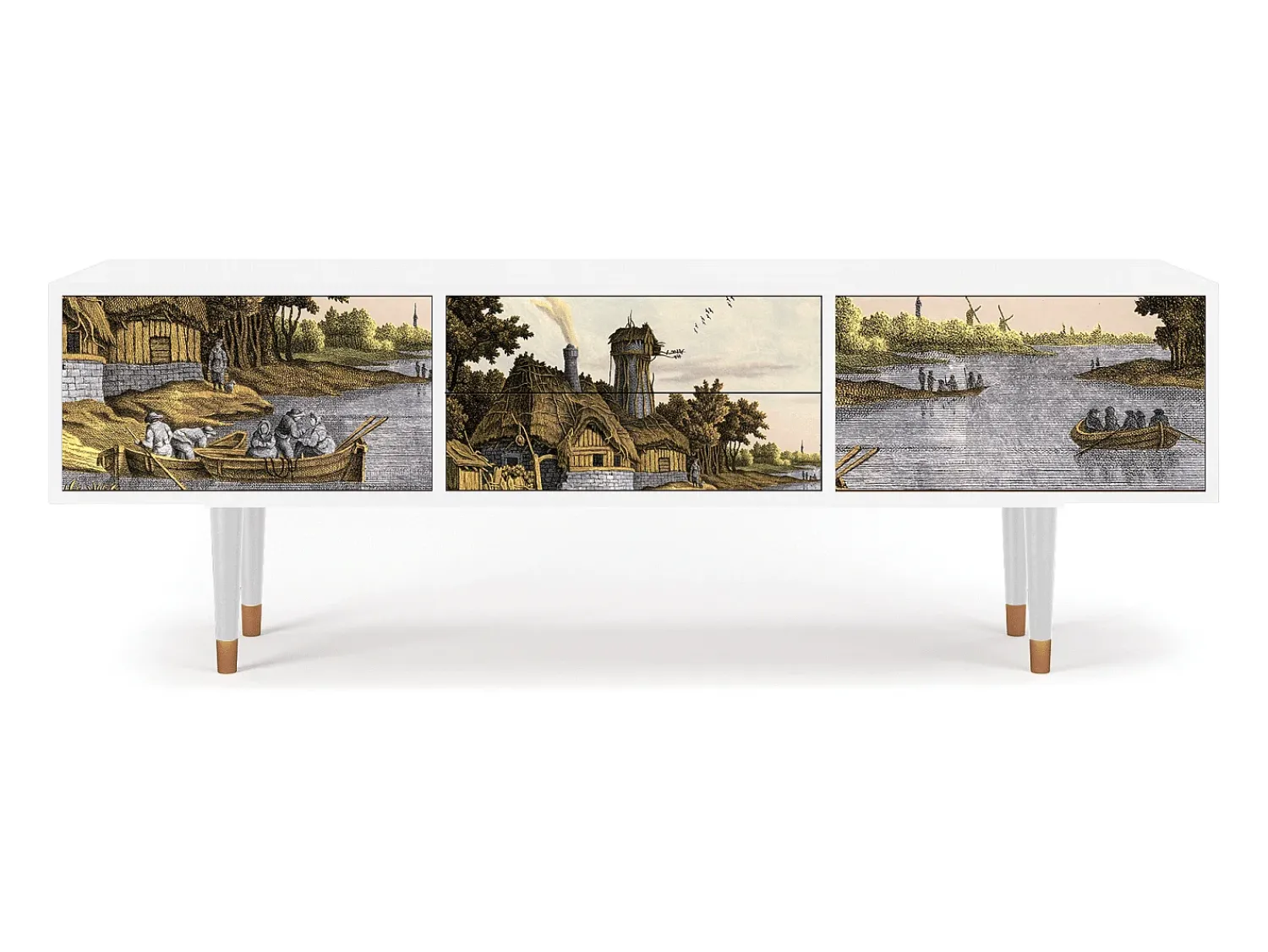 Discount Mueble de TV - 170х59х48 cm - T4 - Mill along a River, Branco Bege