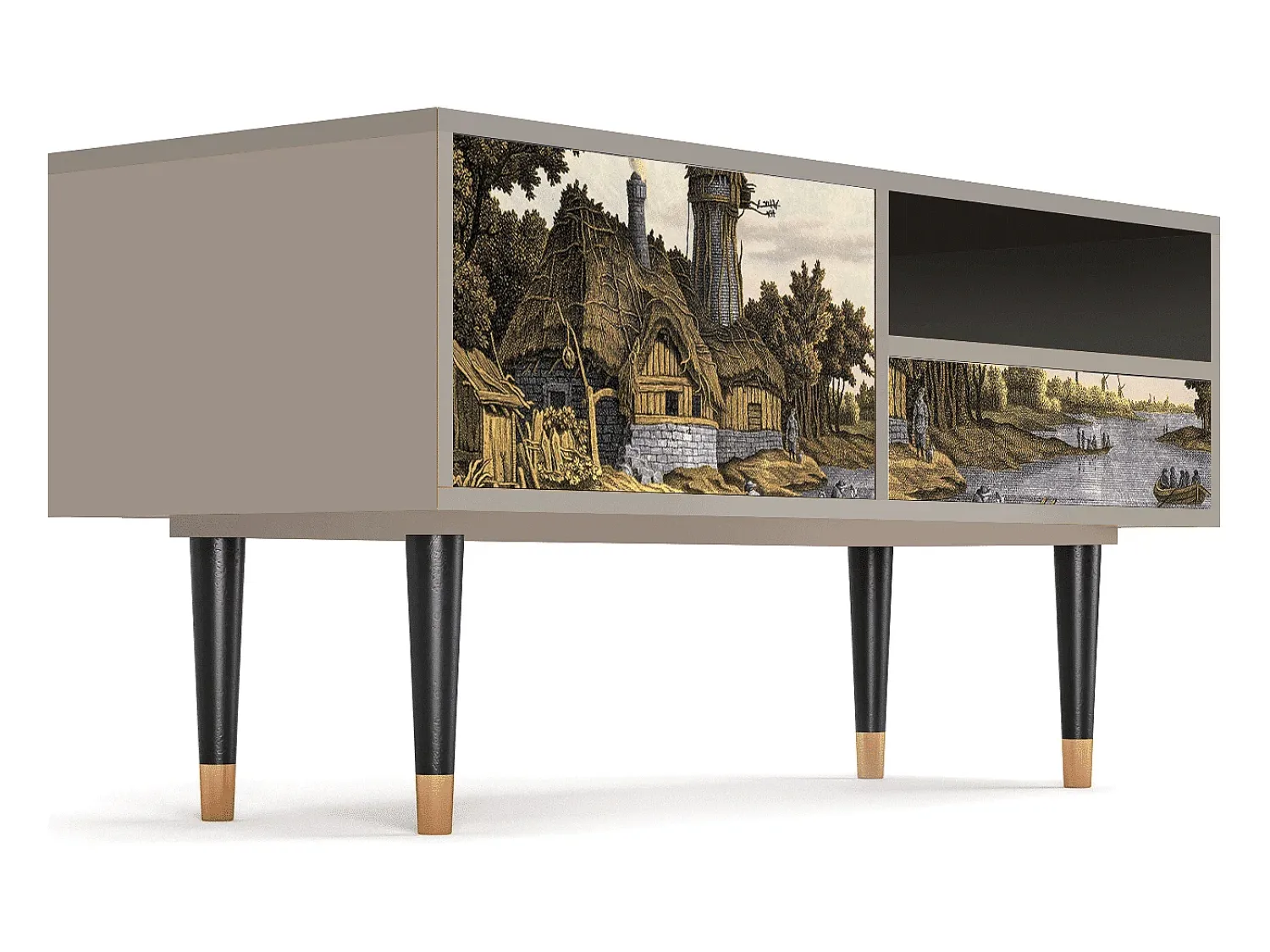 Mueble de TV - 115х59х48 cm - T3 - Mill along a River, Areia^ Móvel De Tv