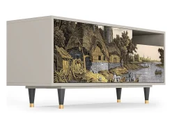 Best Mueble de TV - 125х56х41 cm - T7 - Mill along a River, Areia Bege
