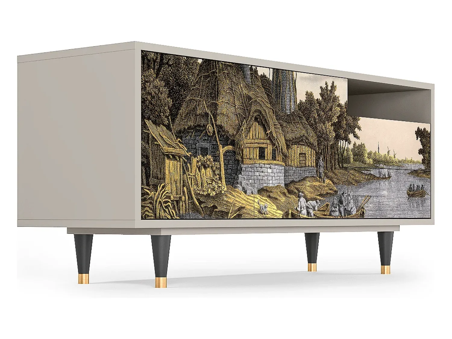 Best Mueble de TV - 125х56х41 cm - T7 - Mill along a River, Areia Bege