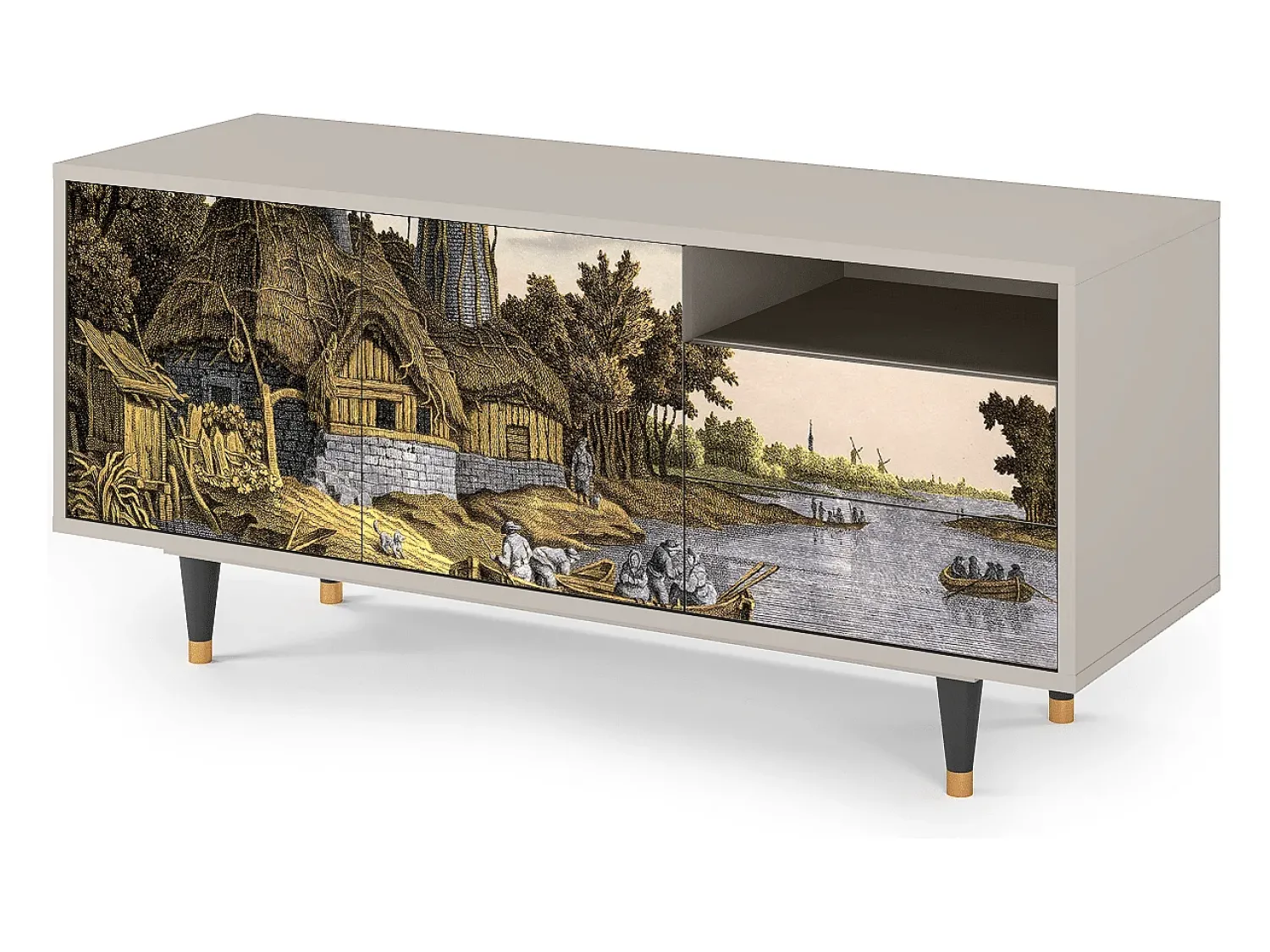Best Mueble de TV - 125х56х41 cm - T7 - Mill along a River, Areia Bege