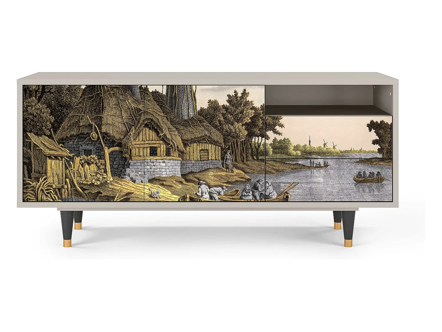 Best Mueble de TV - 125х56х41 cm - T7 - Mill along a River, Areia Bege