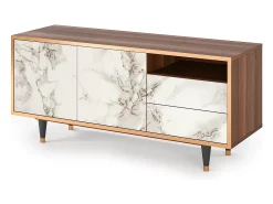 Mueble de TV - 125х56х41 cm - T7 - Milk Marble, Nogueira^ Móvel De Tv