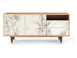 Mueble de TV - 125х56х41 cm - T7 - Milk Marble, Nogueira^ Móvel De Tv