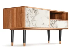 Mueble de TV - 115х59х48 cm - T3 - Milk Marble, Nogueira^ Móvel De Tv