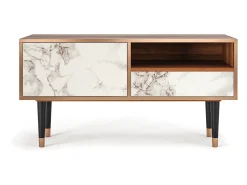 Mueble de TV - 115х59х48 cm - T3 - Milk Marble, Nogueira^ Móvel De Tv