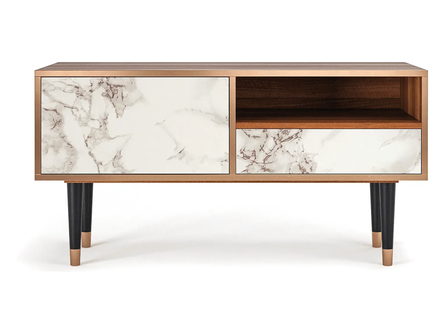 Mueble de TV - 115х59х48 cm - T3 - Milk Marble, Nogueira^ Móvel De Tv