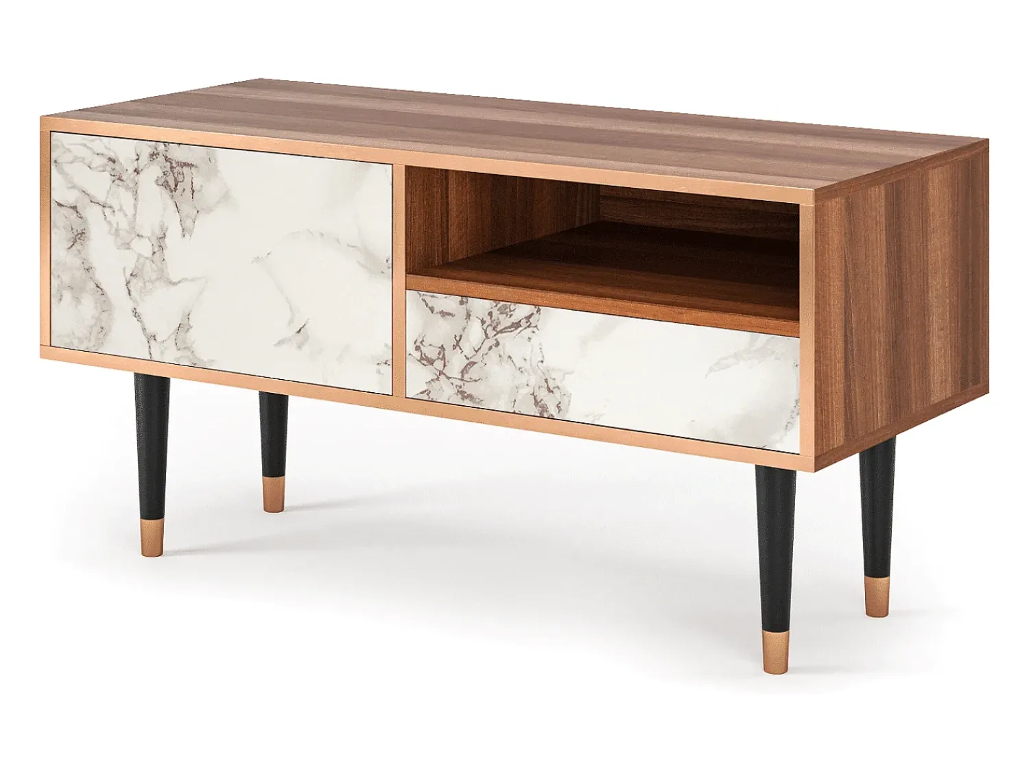 Mueble de TV - 115х59х48 cm - T3 - Milk Marble, Nogueira^ Móvel De Tv