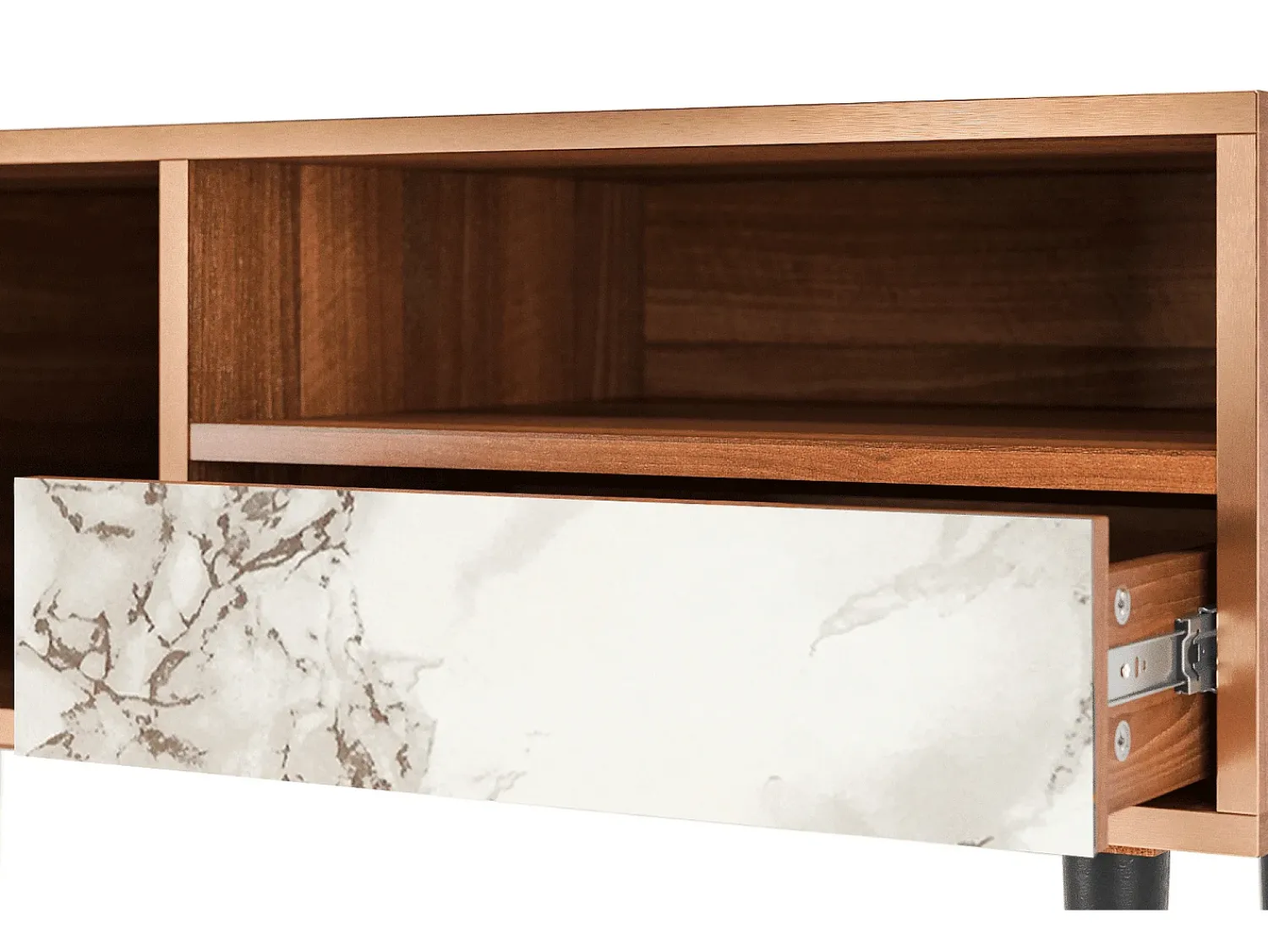 Mueble de TV - 115х59х48 cm - T3 - Milk Marble, Nogueira^ Móvel De Tv