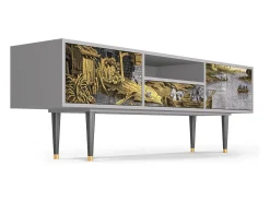New Mueble de TV - 170х59х41 cm - T6 - Mill along a River, Cinza Cinzento