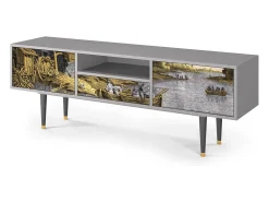 New Mueble de TV - 170х59х41 cm - T6 - Mill along a River, Cinza Cinzento