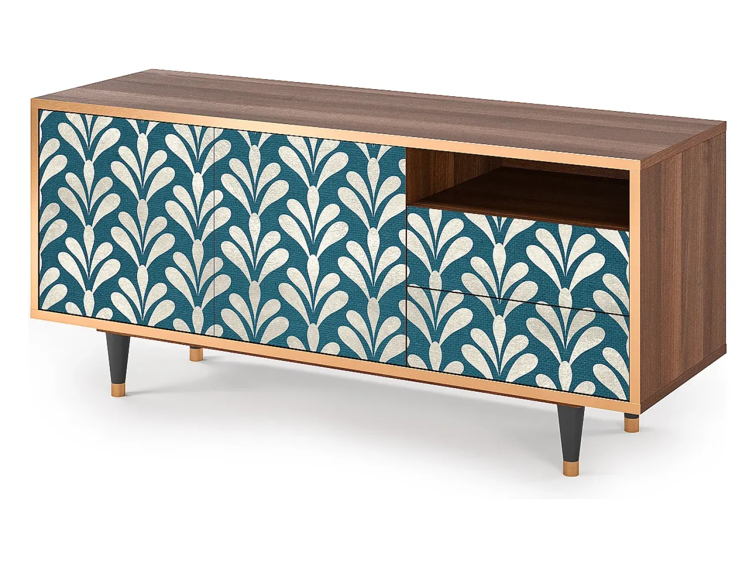 Móvel De Tv| Mueble de TV - 125х56х41 cm - T7 - Milky Tears, Nogueira Castanho