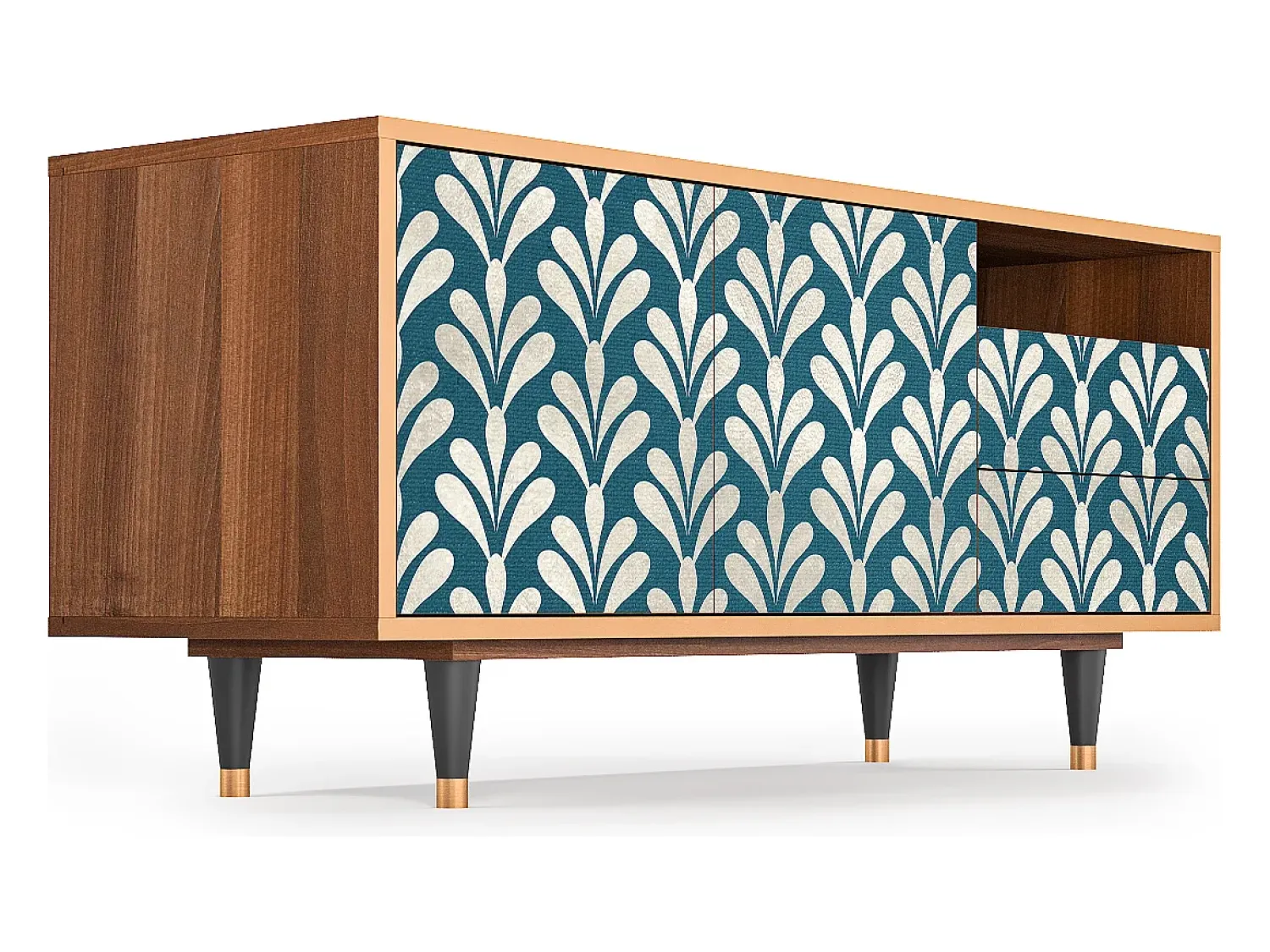 Móvel De Tv| Mueble de TV - 125х56х41 cm - T7 - Milky Tears, Nogueira Castanho
