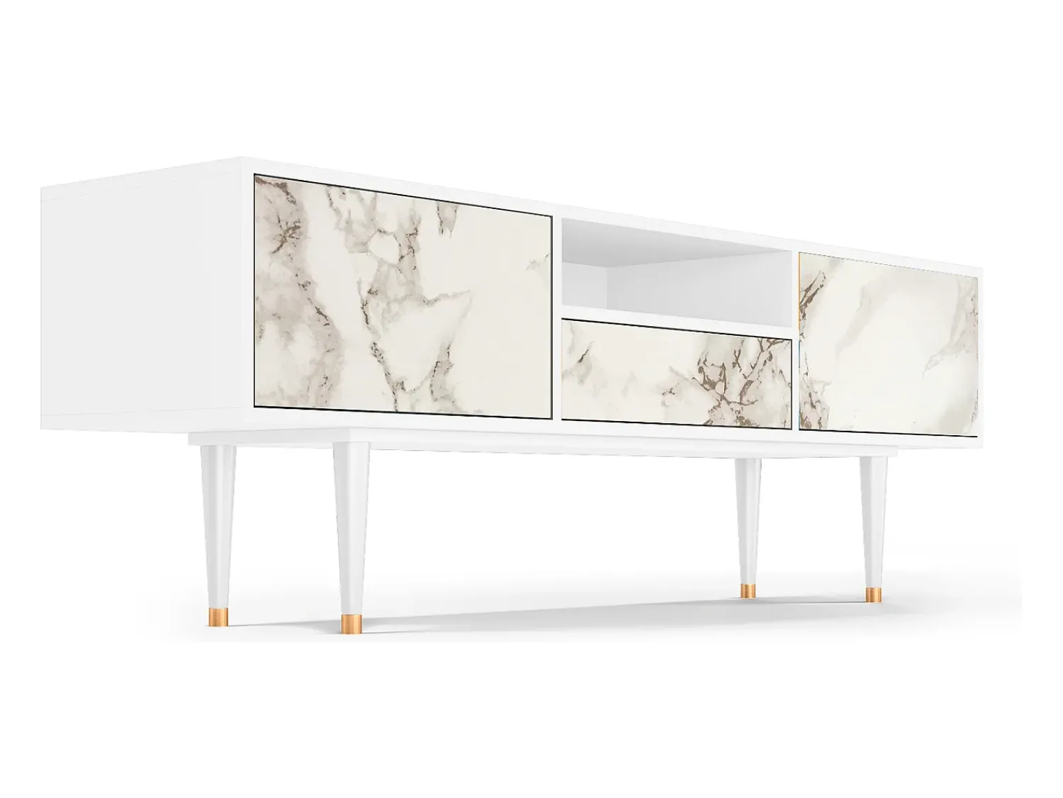 Móvel De Tv* Mueble de TV - 170х59х41 cm - T6 - Milk Marble, Branco Bege