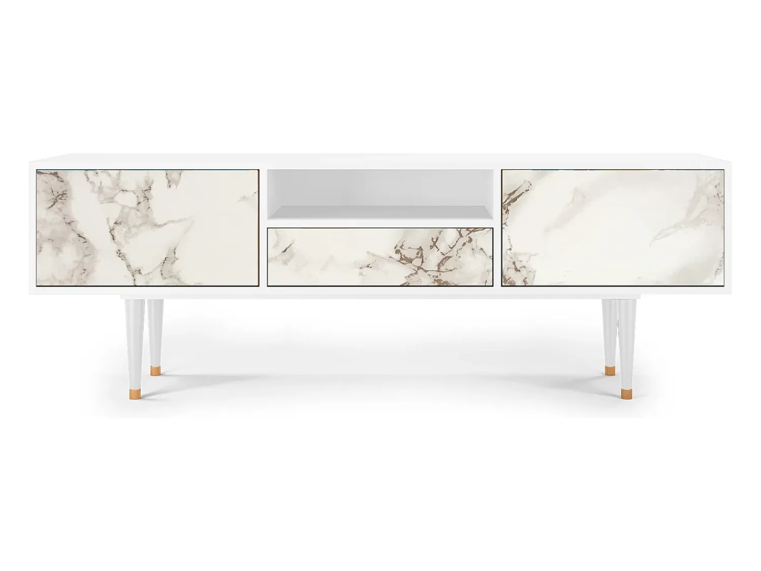 Móvel De Tv* Mueble de TV - 170х59х41 cm - T6 - Milk Marble, Branco Bege