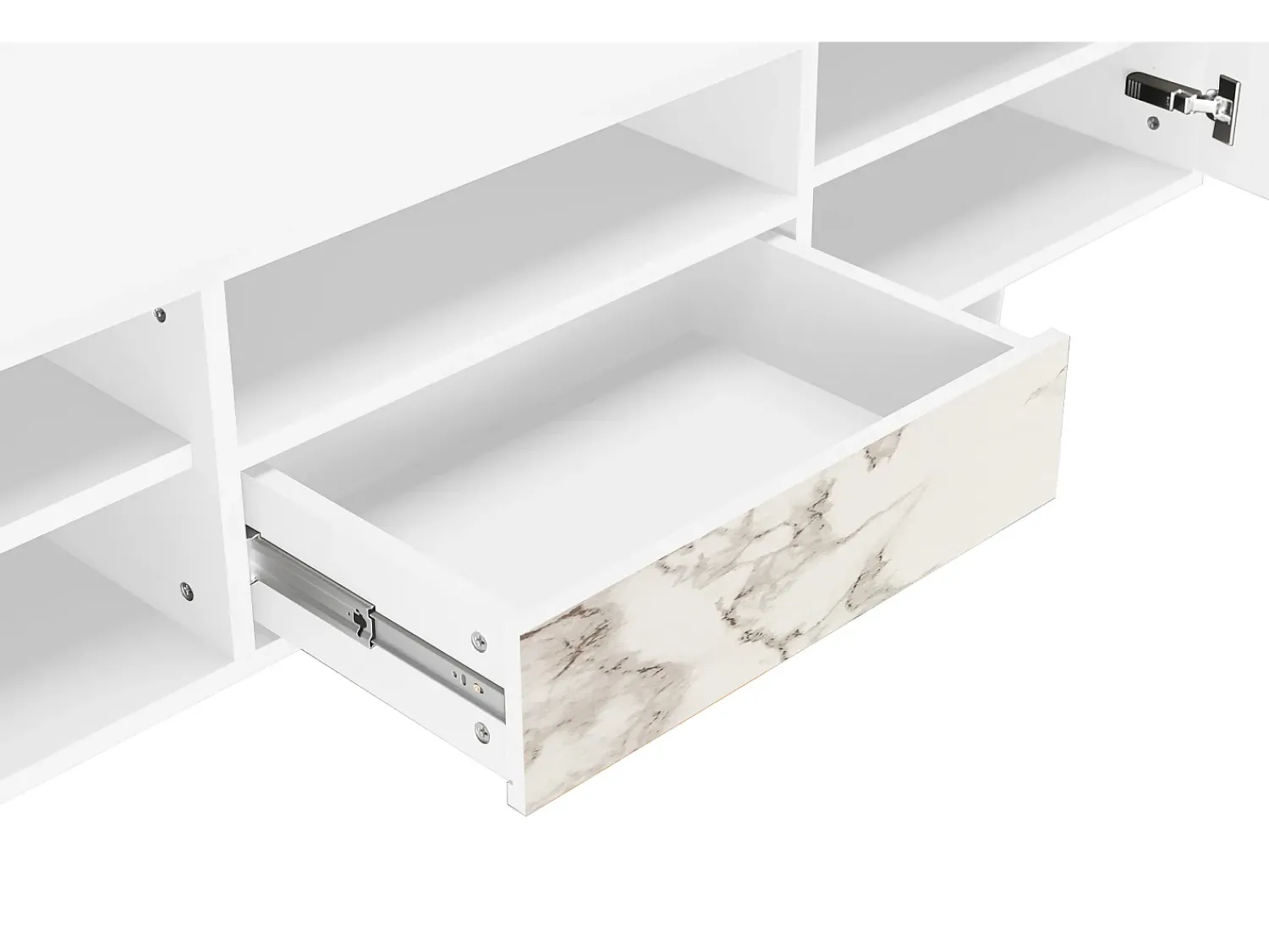 Móvel De Tv* Mueble de TV - 170х59х41 cm - T6 - Milk Marble, Branco Bege