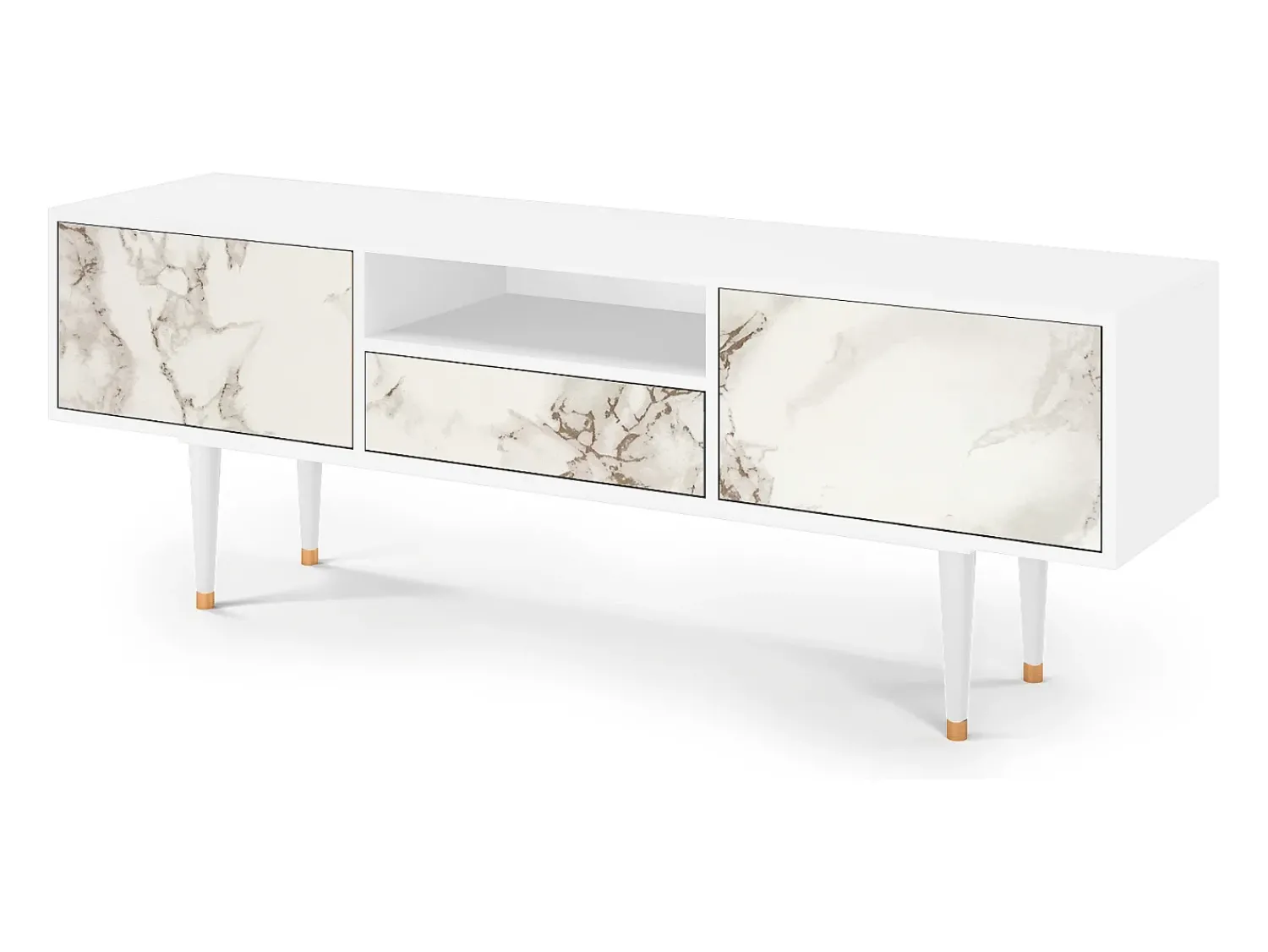 Móvel De Tv* Mueble de TV - 170х59х41 cm - T6 - Milk Marble, Branco Bege