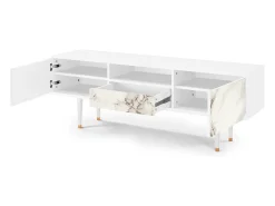 Móvel De Tv* Mueble de TV - 170х59х41 cm - T6 - Milk Marble, Branco Bege