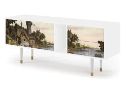 Mueble de TV - 170х69х48 cm - T1 - Mill along a River, Branco^ Móvel De Tv