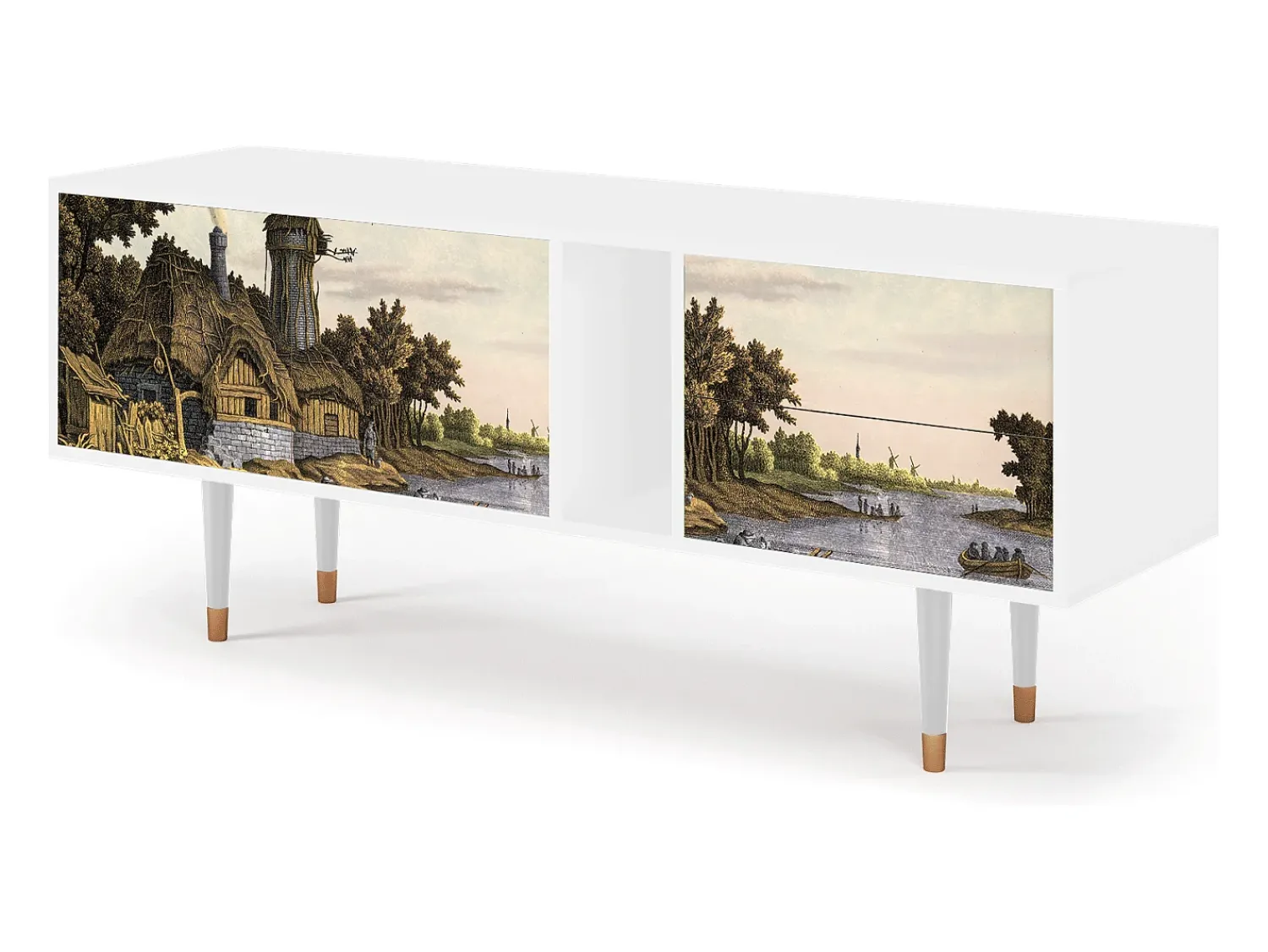 Mueble de TV - 170х69х48 cm - T1 - Mill along a River, Branco^ Móvel De Tv
