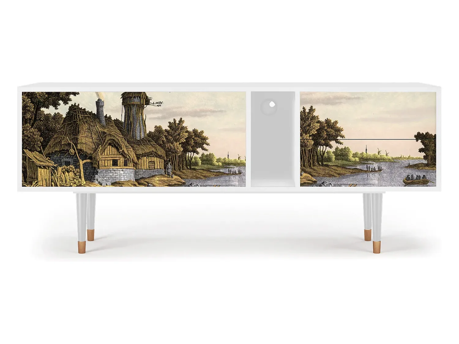 Mueble de TV - 170х69х48 cm - T1 - Mill along a River, Branco^ Móvel De Tv