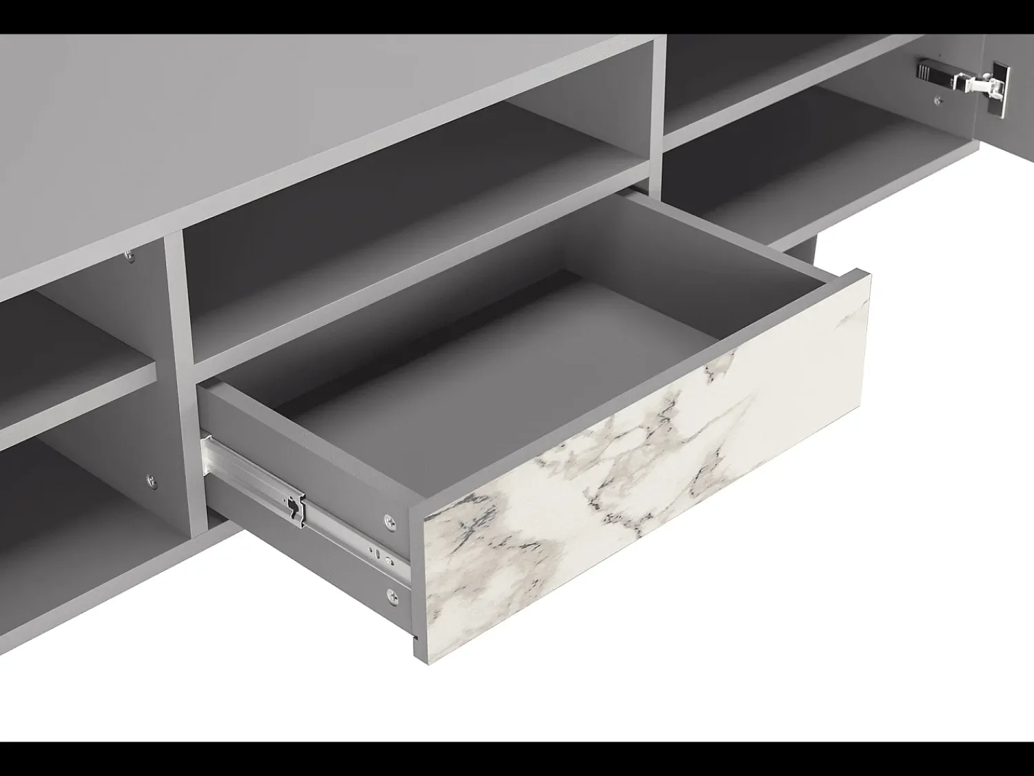 Mueble de TV - 170х59х41 cm - T6 - Milk Marble, Cinza Cinzento