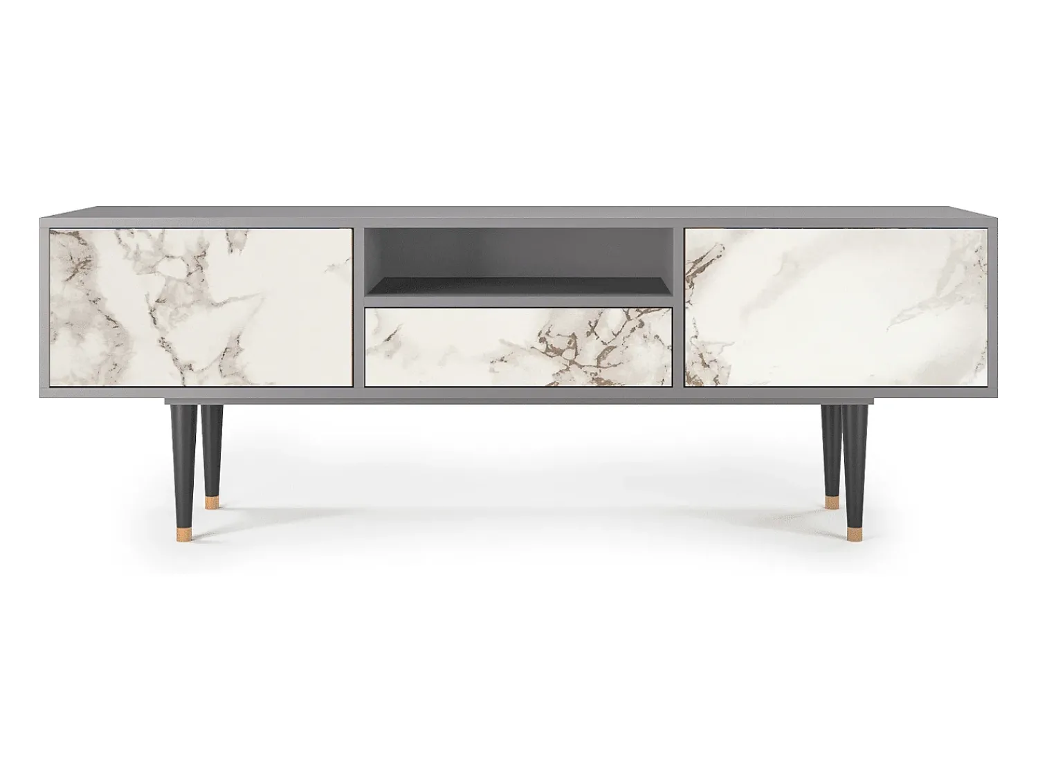 Mueble de TV - 170х59х41 cm - T6 - Milk Marble, Cinza Cinzento