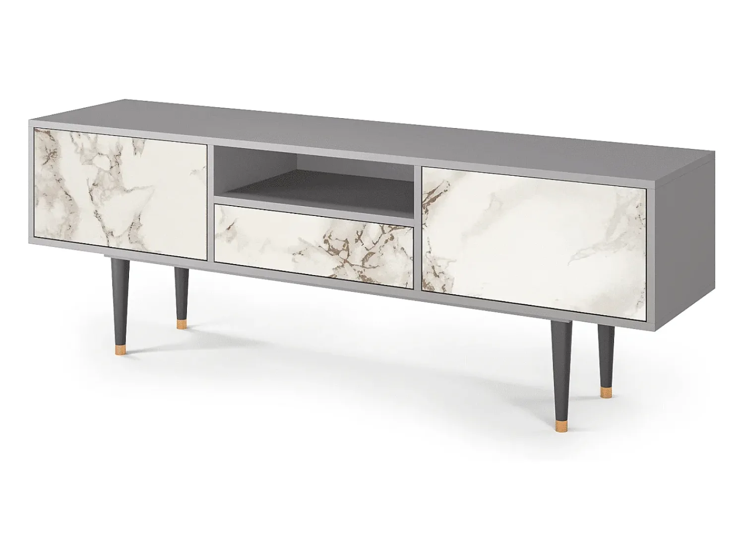 Mueble de TV - 170х59х41 cm - T6 - Milk Marble, Cinza Cinzento