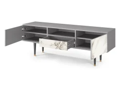Mueble de TV - 170х59х41 cm - T6 - Milk Marble, Cinza Cinzento