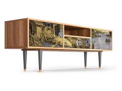 Móvel De Tv* Mueble de TV - 170х59х41 cm - T6 - Mill along a River, Nogueira Castanho