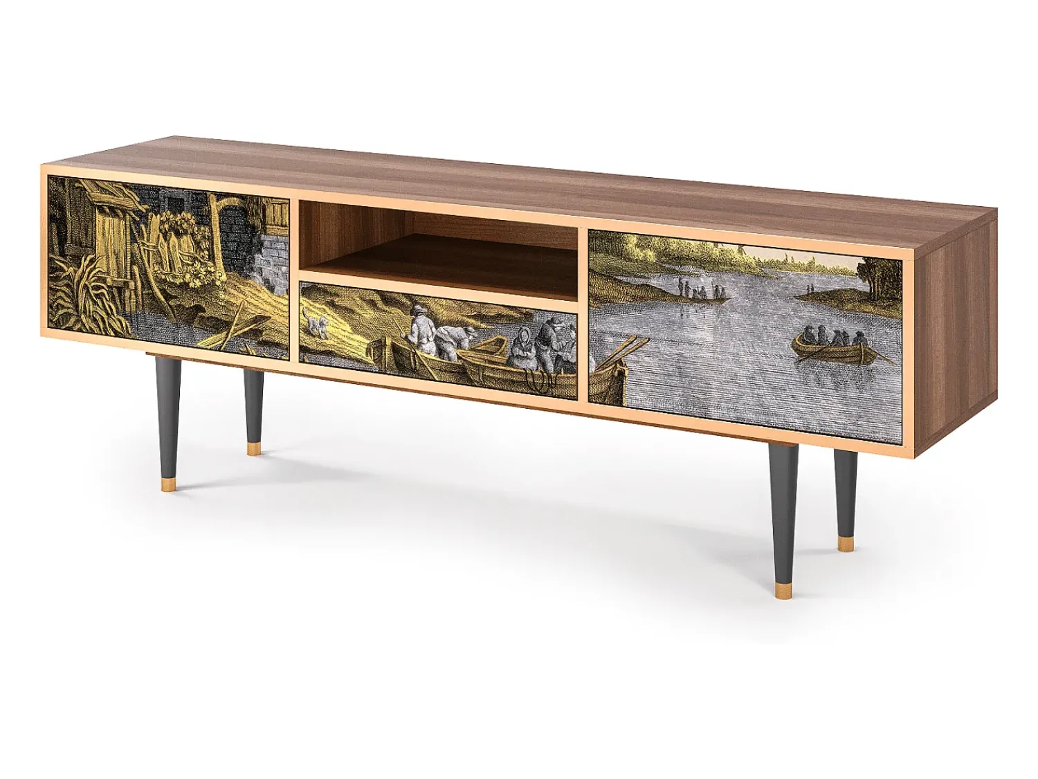 Móvel De Tv* Mueble de TV - 170х59х41 cm - T6 - Mill along a River, Nogueira Castanho