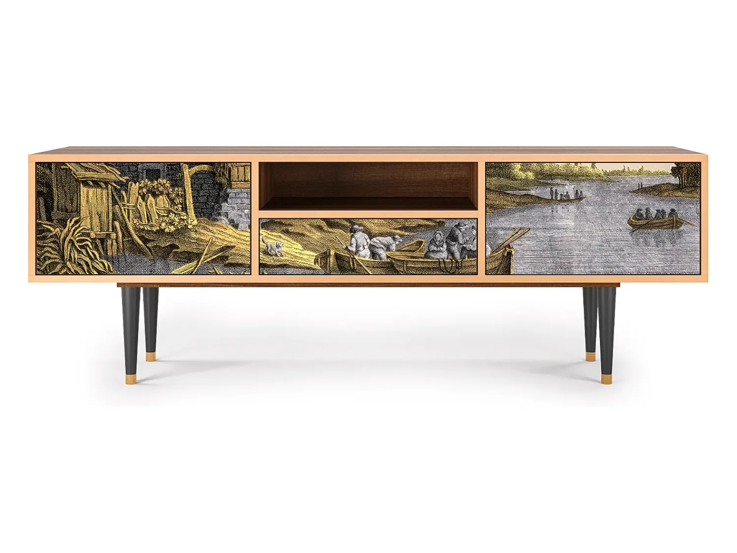 Móvel De Tv* Mueble de TV - 170х59х41 cm - T6 - Mill along a River, Nogueira Castanho
