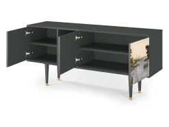Móvel De Tv* Mueble de TV - 150х69х41 cm - T5 - Mill along a River, Antracite Cinza antracite