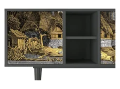 Móvel De Tv* Mueble de TV - 150х69х41 cm - T5 - Mill along a River, Antracite Cinza antracite