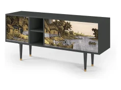 Móvel De Tv* Mueble de TV - 150х69х41 cm - T5 - Mill along a River, Antracite Cinza antracite