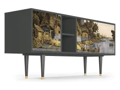 Móvel De Tv* Mueble de TV - 150х69х41 cm - T5 - Mill along a River, Antracite Cinza antracite